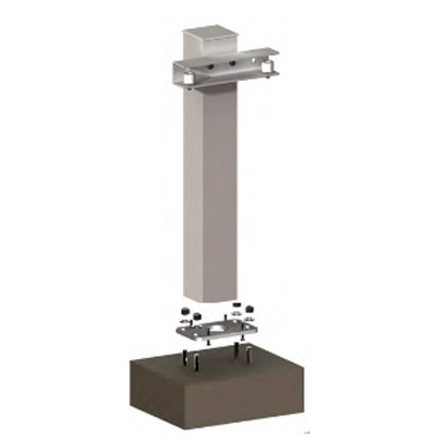 Poteau guide sur platine